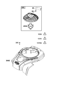 Blower Housing Group Diagram and Parts List for 093J02-0074-H5 020000 - 09Z999 Briggs and Stratton Engine